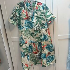 Chico's colorful Fronds Gauze Tiered Maxi dress. Tropical. Cotton. Sz 20/22. (3)